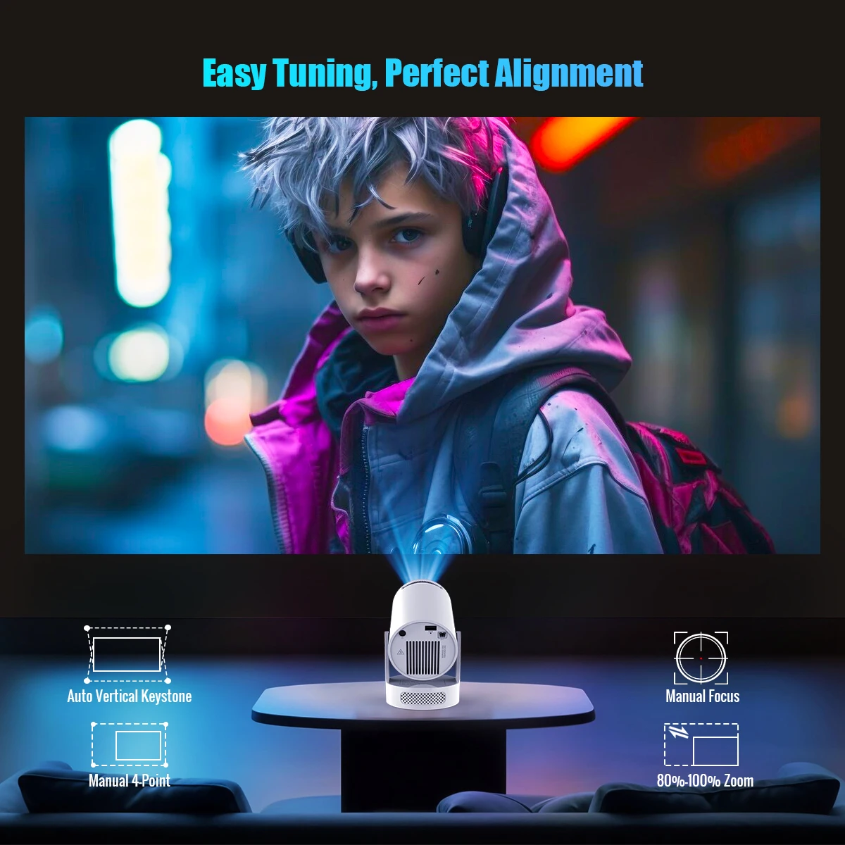 جهاز عرض Magcubic Android 14 8K 1280*720P HY300 Pro + Dual Wifi 290ANSI 180 ° جهاز عرض محمول مرن للسينما BT5.0 - الصورة 5
