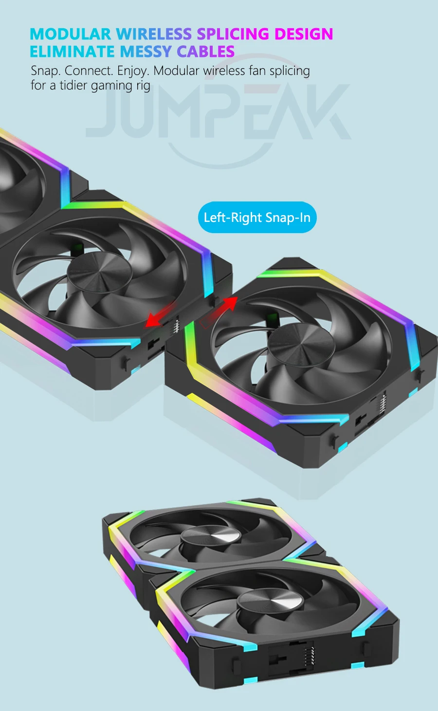 JUMPEAK CS120 ARGB مروحة التبريد 360 مللي متر 240 مللي متر وحدات تكويم الربط PWM صامت 120 مللي متر RGB المشجعين للألعاب PC حافظة مبرد المياه - الصورة 4