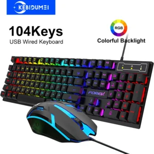 لوحة مفاتيح سلكية USB RGB ملونة للألعاب لوحة مفاتيح ميكانيكية