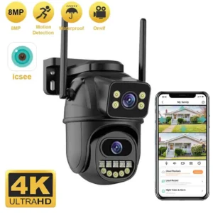 كاميرا مراقبة BELIA 4K 8MP WiFi، عدسة مزدوجة، تكبير رقمي 4X، كشف بشري AI، ONVIF، كاميرات IP PTZ للأمن الخارجي