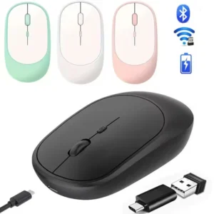 ماوس لاسلكي قابل لإعادة الشحن أوضاع مزدوجة متوافق مع بلوتوث 2.4G USB